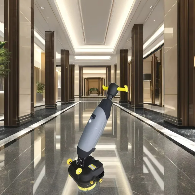 Mini Hand-Push Lithium Battery Floor Scrubber Electric Hotels Printing Shops Farms Construction Brush Motor Brush