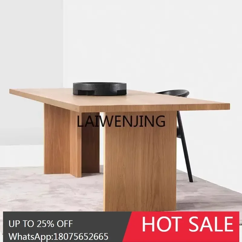 Nordischer Esstisch aus massivem Holz, Wabi Sandy, einfacher Schreibtisch aus Holz