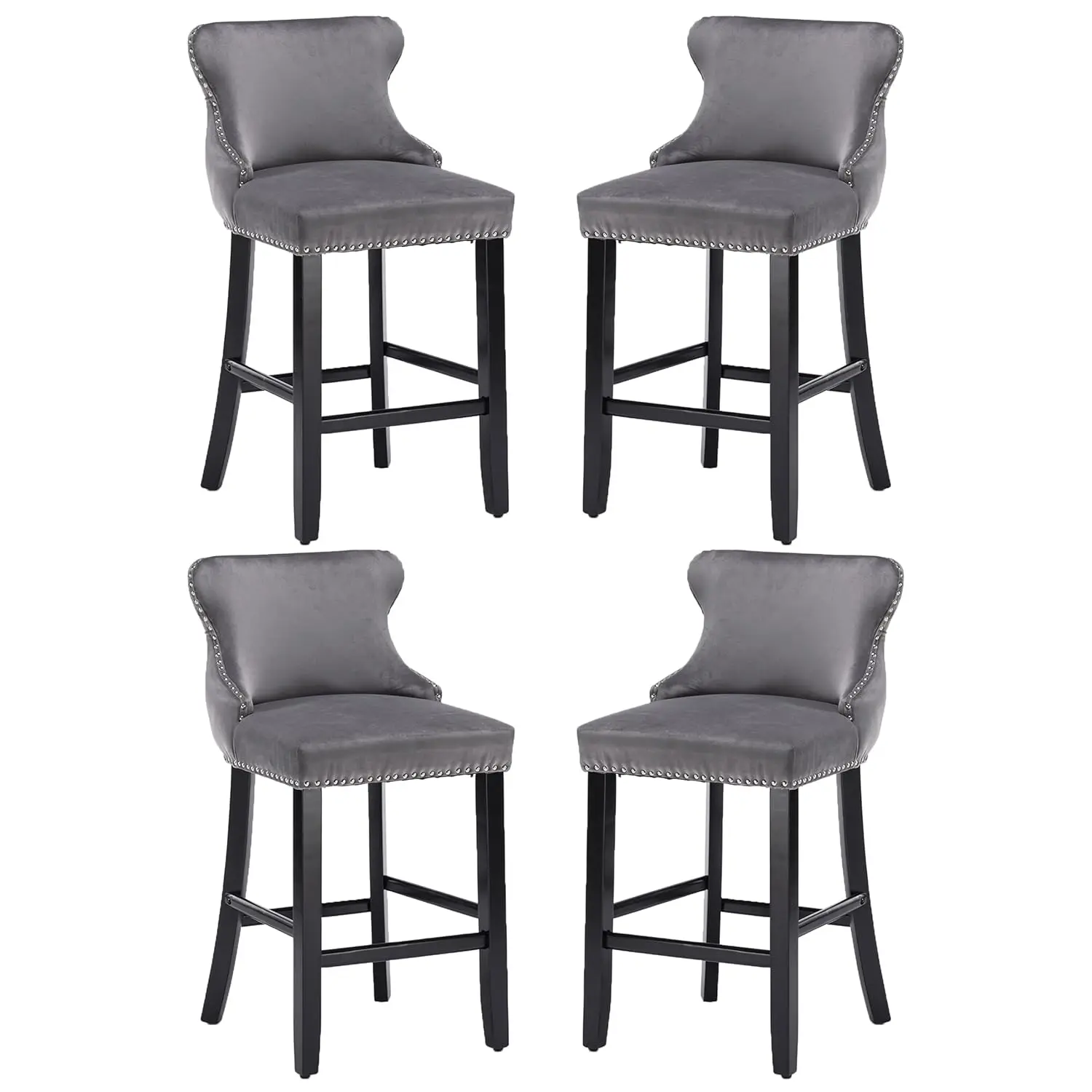 

Набор бархатных барных стульев из 4 шт., стулья с обивкой на спинке, тафтингом на пуговицах, деревянными ножками и по индивидуальному заказу