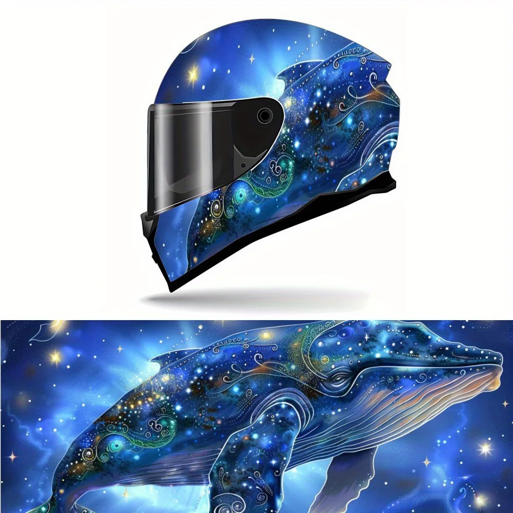 

Enchanting Ocean Style Blue Whale Car Helmet Decal, Anti-scratch Helmet Sticker, Self-adhesive Waterproof Helmet Vinyl Wraps Dec