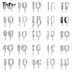 DIY kreative echte 925 Sterling Silber Ohrring Creolen Handwerk Runde Schleifen Frauen Zirkon Ohrringe machen Erkenntnisse