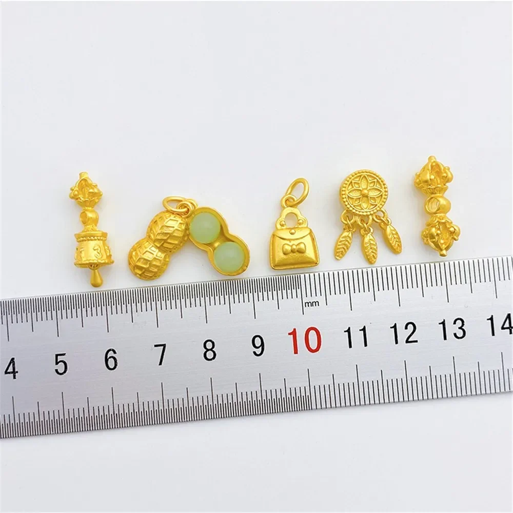 Tubo curvo hueco de maní de oro antiguo, captura de sueños, malla, agujero grande, colgante de cuentas, borla, pulsera Diy, colgante de collar