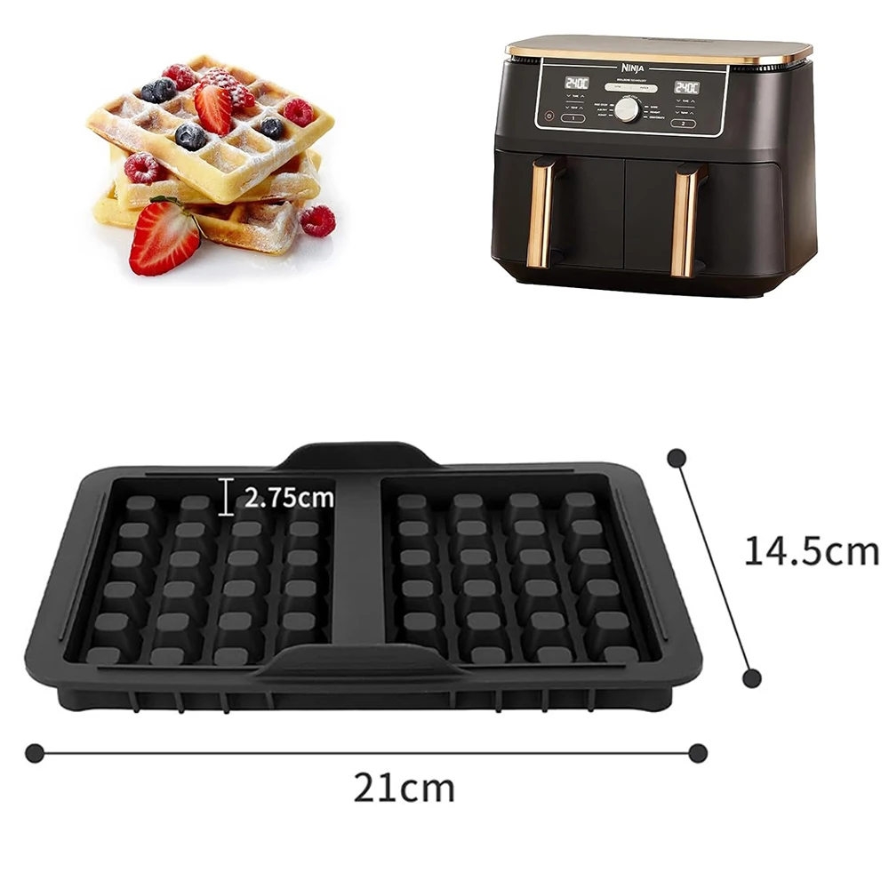 Silicone Waffles Mould Non-Stick Mini Waffle Muffin Cake Pan Air Fryer Accessories Compatible With Ninja AF300EU AF400EU AF451EU