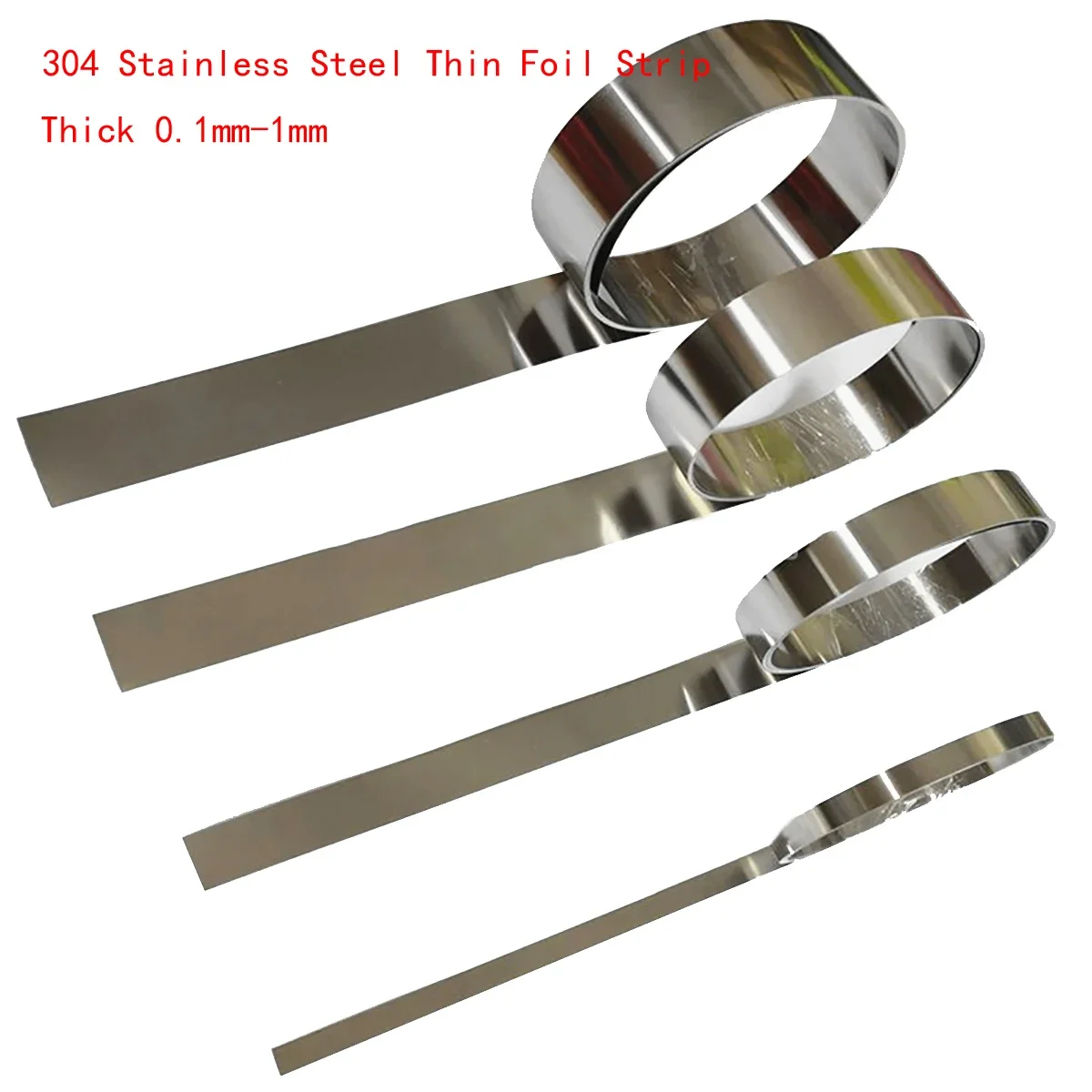 1 Meter Thick 0.1mm-1mm 304 Stainless Steel Foil Strip Sheet Plate Metal Width 10 20 30 40 50 100mm Steel Foil Roll Narrow Strip