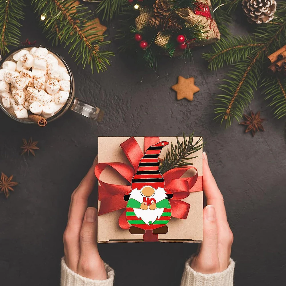 

20Set DIY Christmas Wooden Gnome Cutouts Unpainted Unfinished Hanging Ornaments Wood Slices Gnome Wood Cutouts