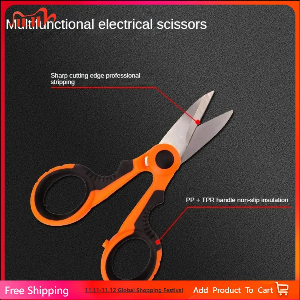 

420 Stainless Steel Electrician's Scissors Durable Fishing Cables Stripping Wires Cutting Insulators Tool for DIY Projects