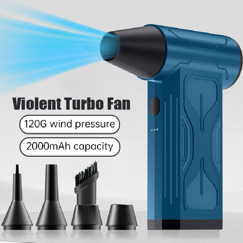 

Violent Fan 90,000RPM Turbo Blower Jet Fan With 4 Wind Nozzle Electric Air Duster Type-C Charging Powerful Air Blower Clean Tool