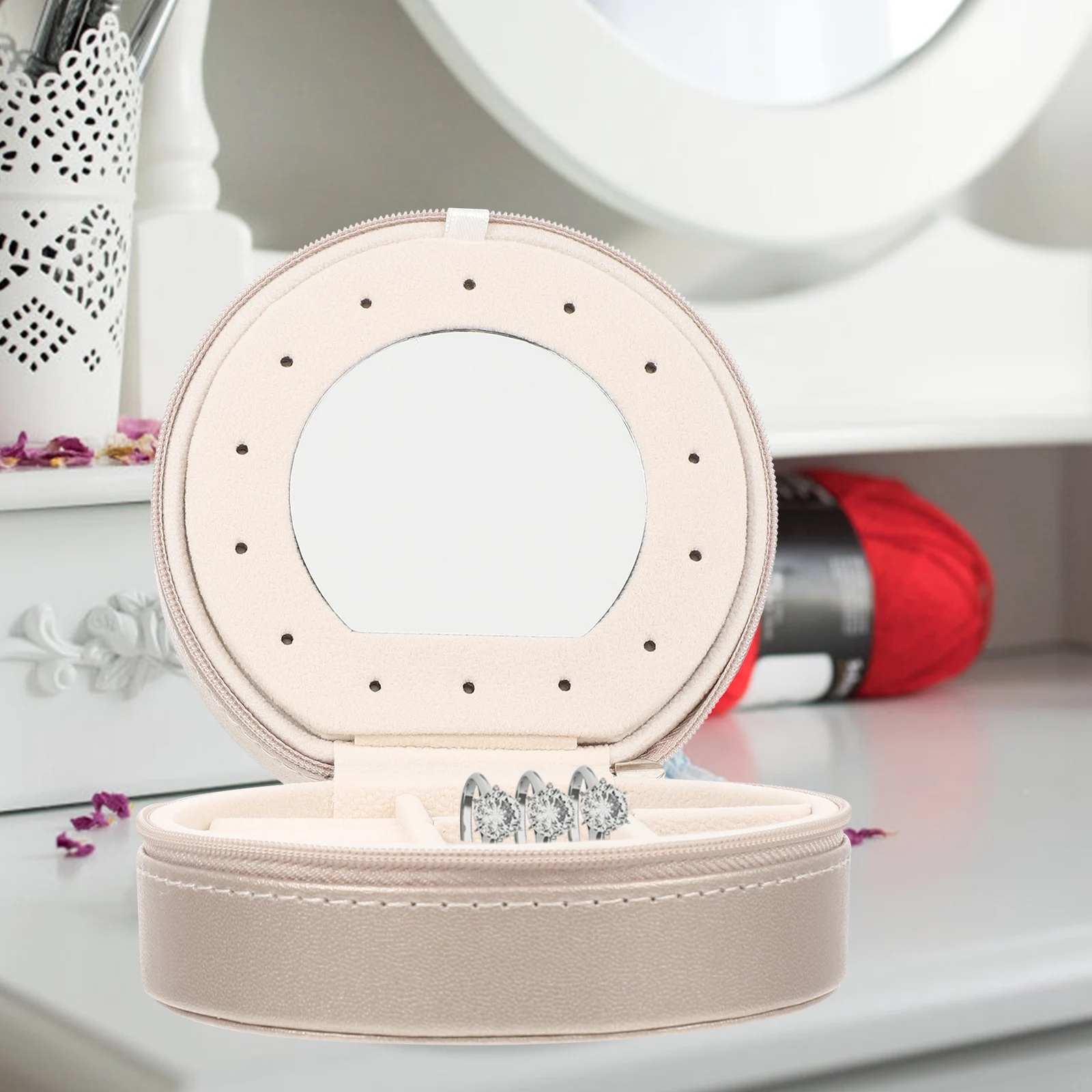 

Portable Jewelry Box Small Case for Rings Earrings Travel Mini Empty Men Women Simple Velvet Practical Gift Storage
