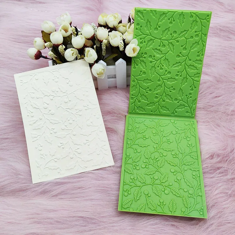 2022 New Leaf Fruit Flower Board 3d Embossed Folder For Handmade Brick Wall Cobblestone Leaf And Letter Background Greeting Card