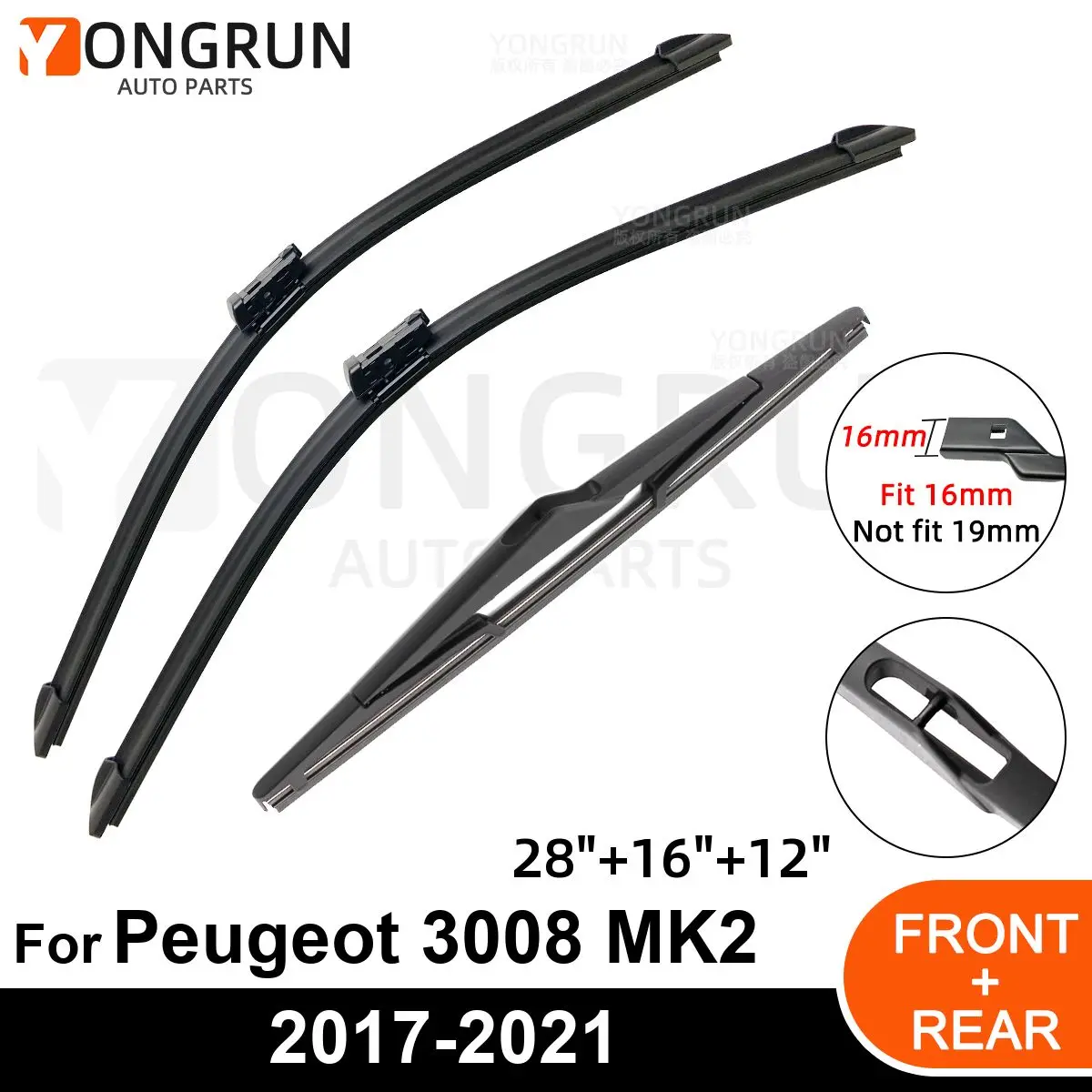 Car Windshield Windscreen Front Rear Wiper Blade Rubber Accessories For Peugeot 3008 MK2 28