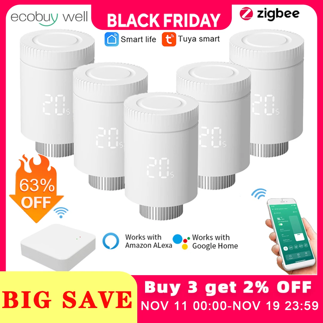 

Tuya Zigbee 3.0 Thermostatic Valve Radiator Smart Thermostat Radiator Valve Connected Thermostatic Valves Alexa Google Home