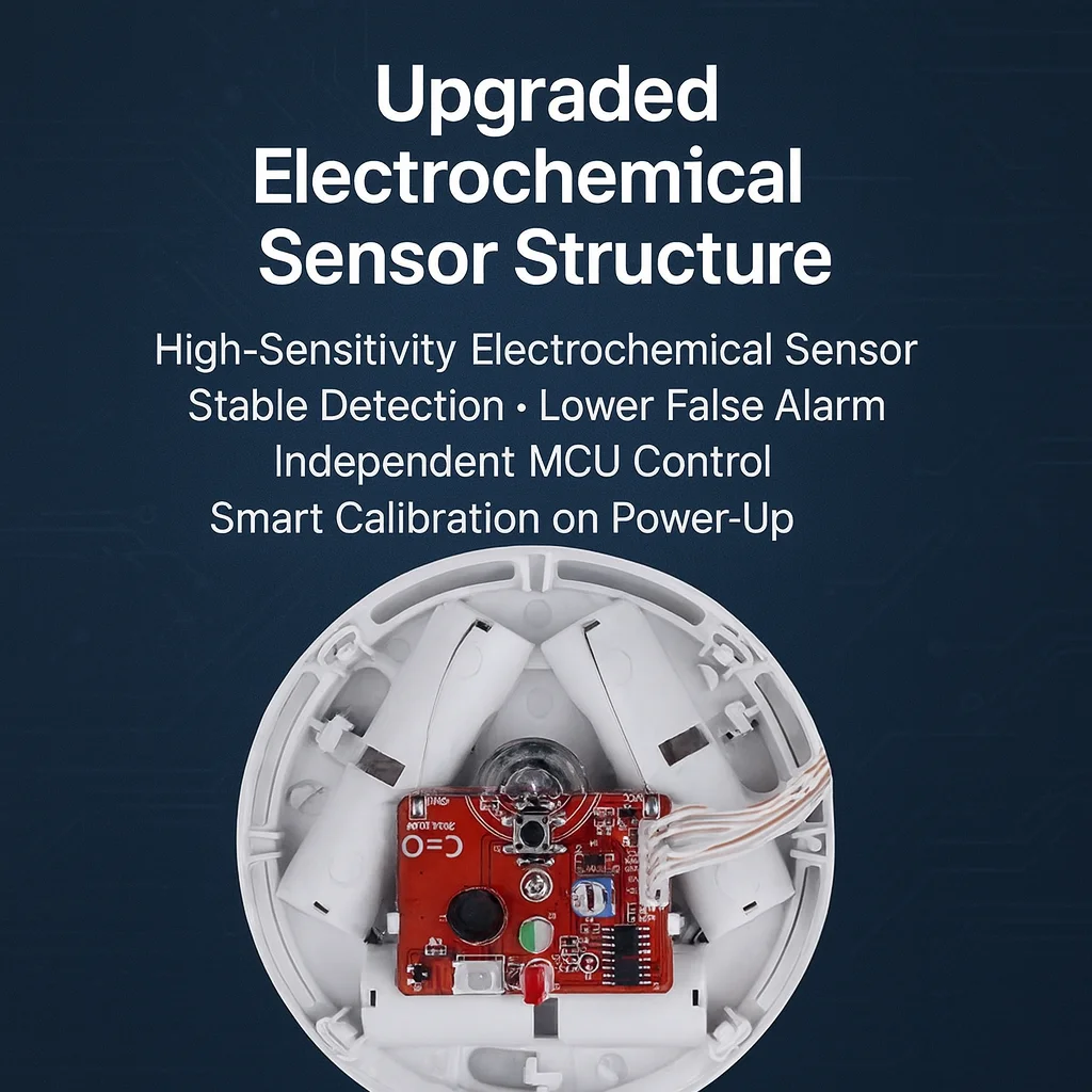 Anti-Interference CO Detector; 3-Stage Warning LCD Electrochemical Sensor for Home Safety Protection