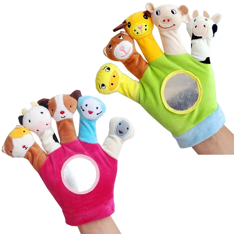 Baby Plush Toys Happy Family Fun Cartoon Animal Finger Puppet Hand Kid Learning & Education Toys Gifts Figures Puppet