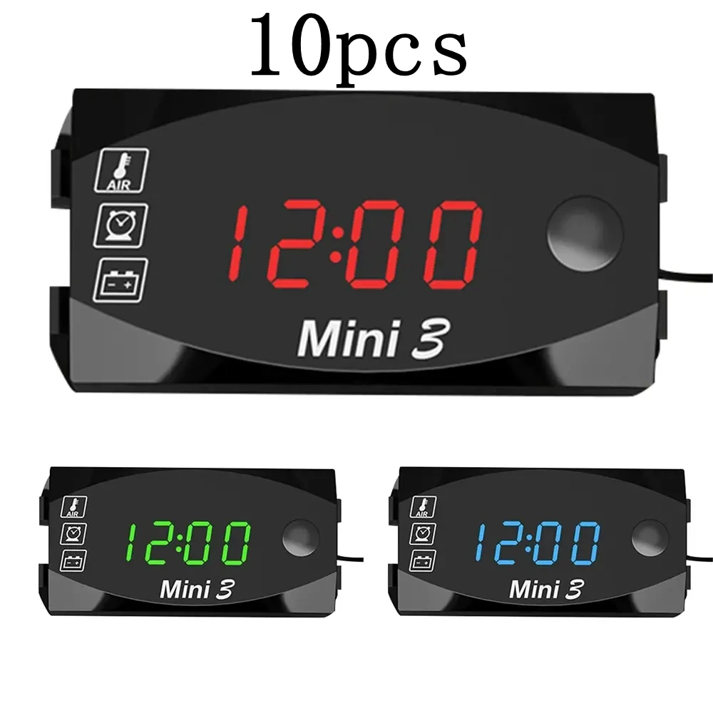 

3 In 1 Digital Time Clock + Thermometer +Voltage Voltmeter DC 6V-30V LED Display Motorcycle IP67 Waterproof Tester for Car Boat