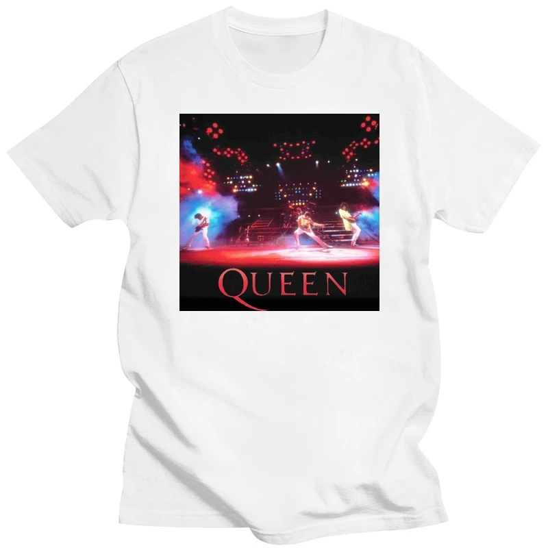 Queen T Shirt Live Shot Freddie Spotlight Band Logo new Official Mens Black Size