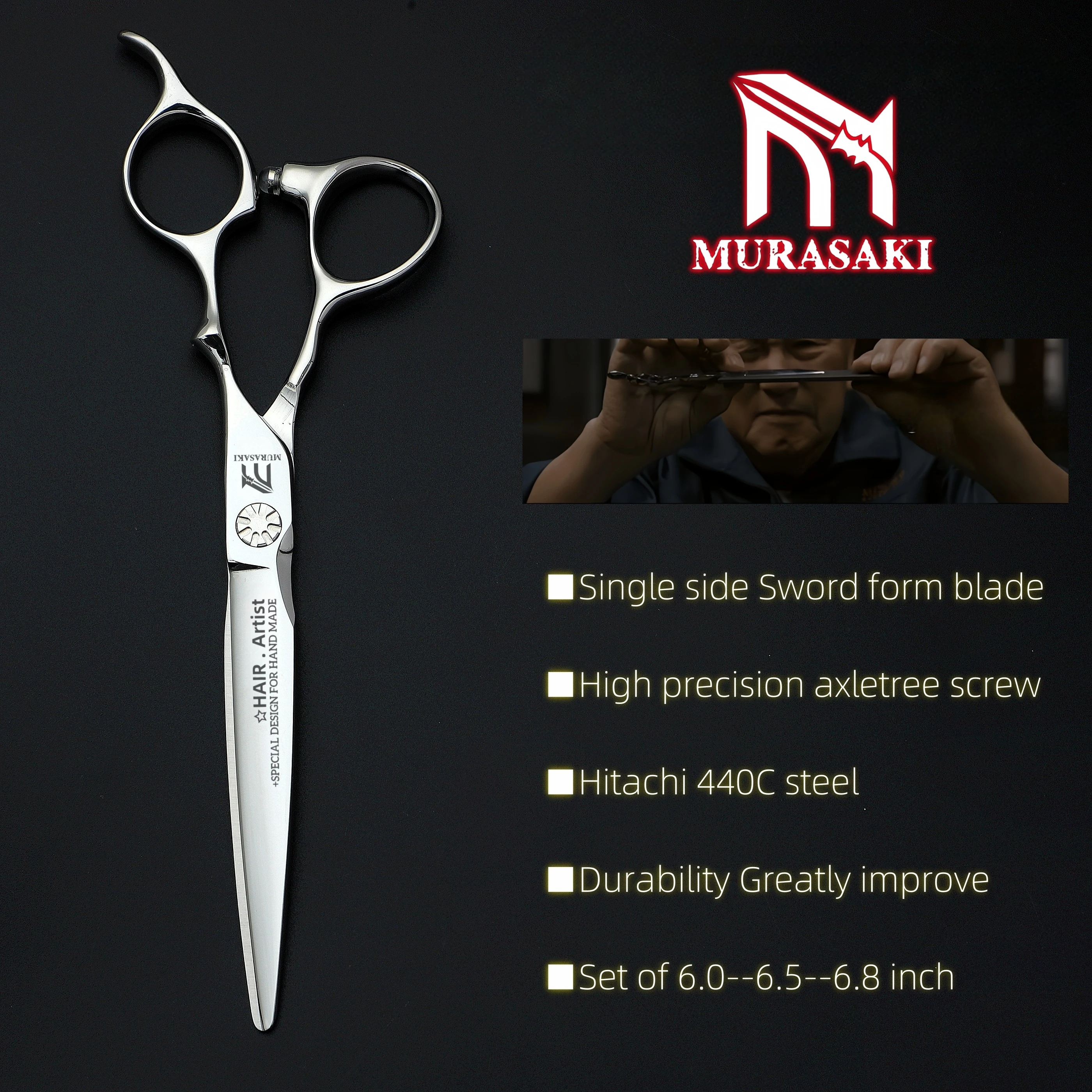 

Profession barber scissors，440C steel Serrated scissors，Set of 6 to 6.8 inch Barbershop accessories，Sharp and durable hair tools