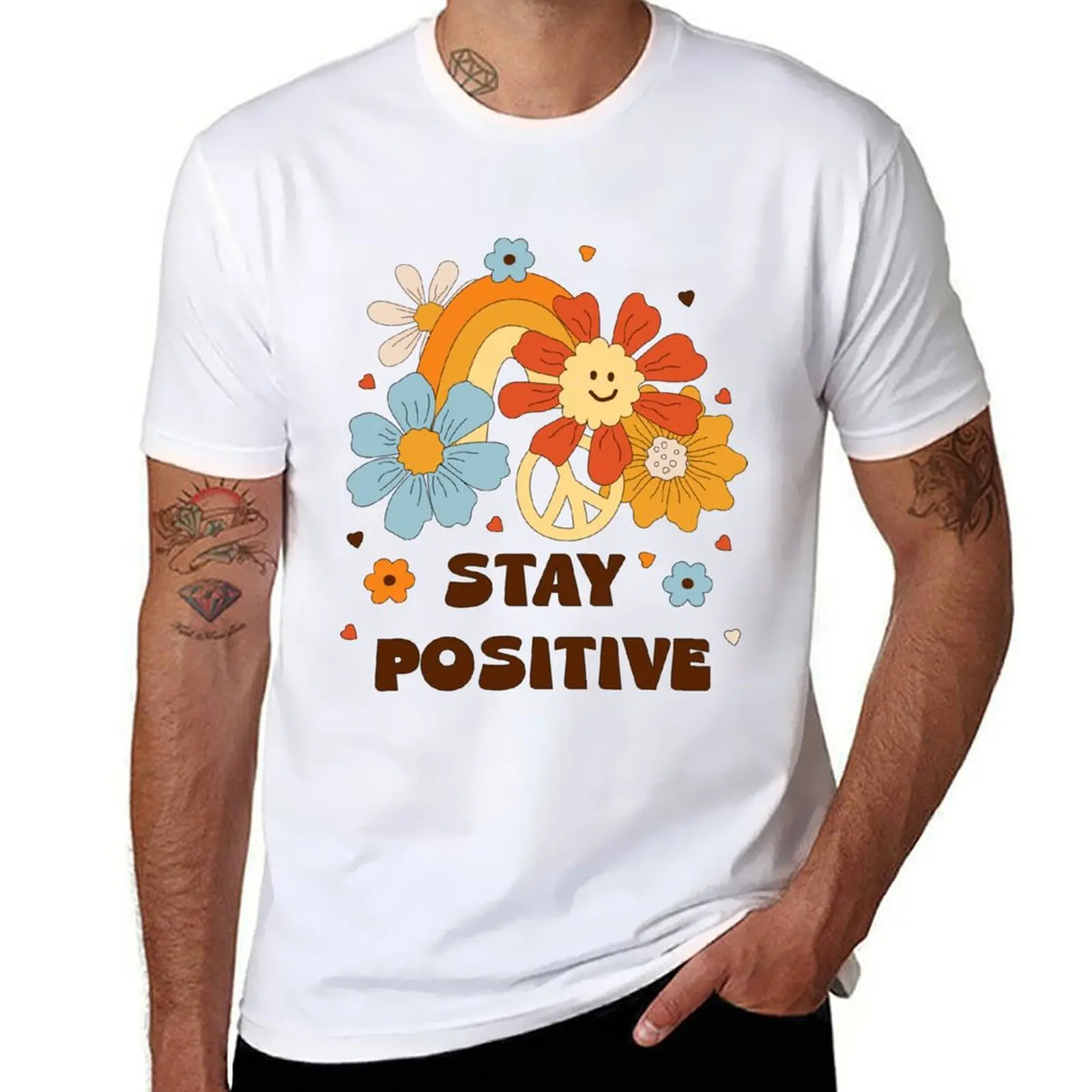 

Stay Positive T-Shirt hippie clothes vintage tshirts personalised cotton t shirt men