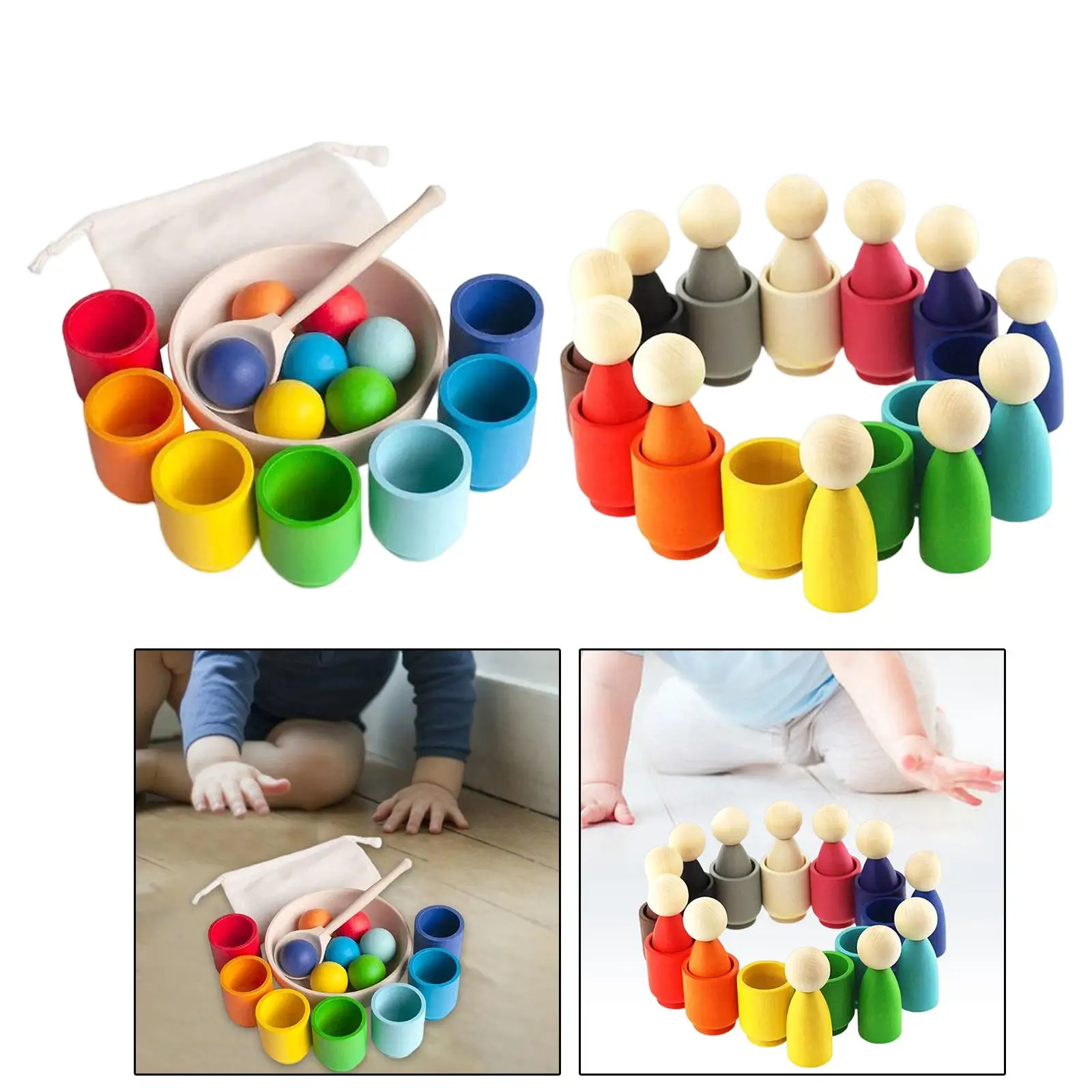 Palline in tazze Giocattoli Montessori Giocattoli per l'apprendimento precoce Gioco di ordinamento per bambini da