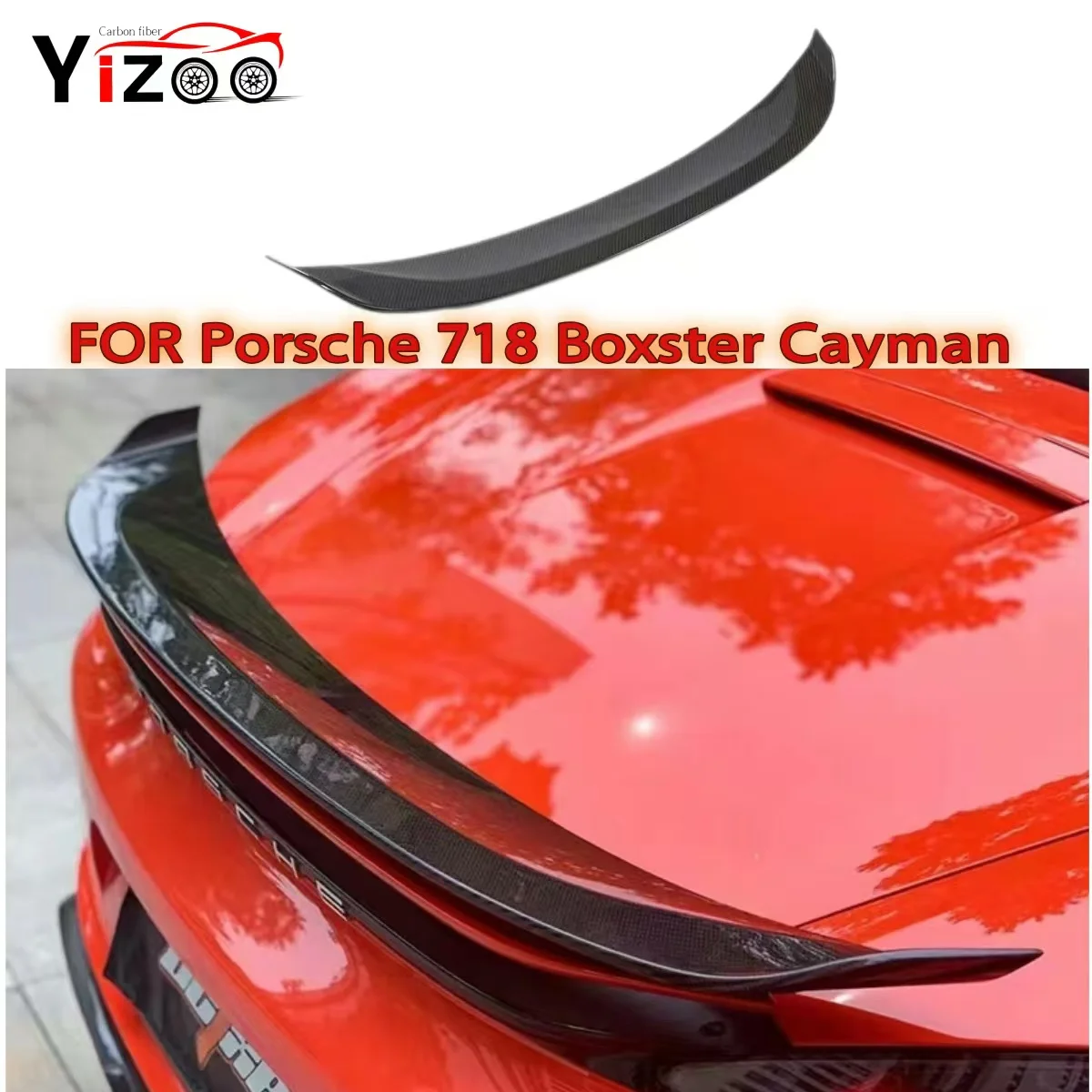 

Carbon Fiber Rear Trunk Cover Spoiler Tail Wing For porsche 981 718 2016-2022 Carbon Fiber Tail fins Car Spoiler Accessories