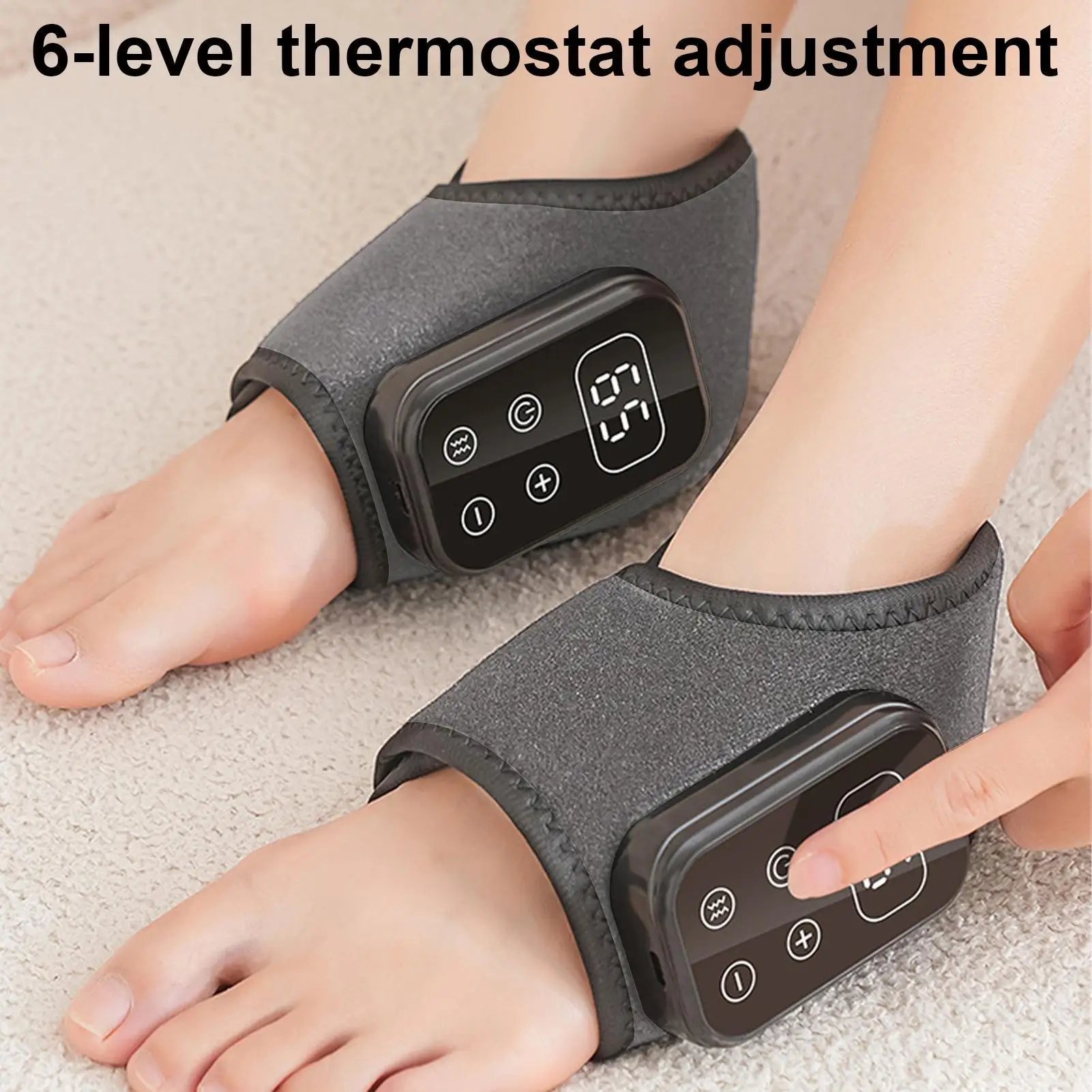 200mA Portable Foot Massager Men Women Elderly Cordless Electric Foot Ankle Massager Heating Pad 5-Speed Vibration Massage Tools
