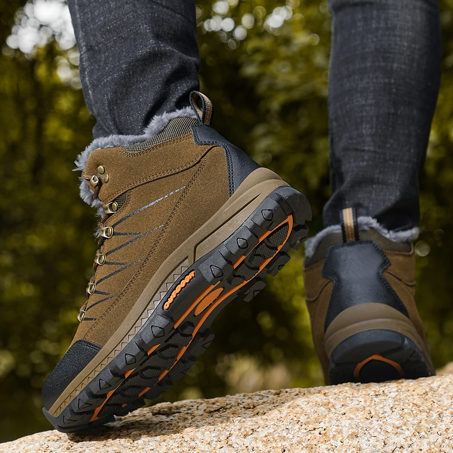 Herren-Schneestiefel, Winterschuhe, Schnürschuhe, warmhaltend, rutschfest, zum Gehen, Klettern, Wandern, Plateausohle, Outdoor-Herren-Knöchelstiefel. – Detail 12