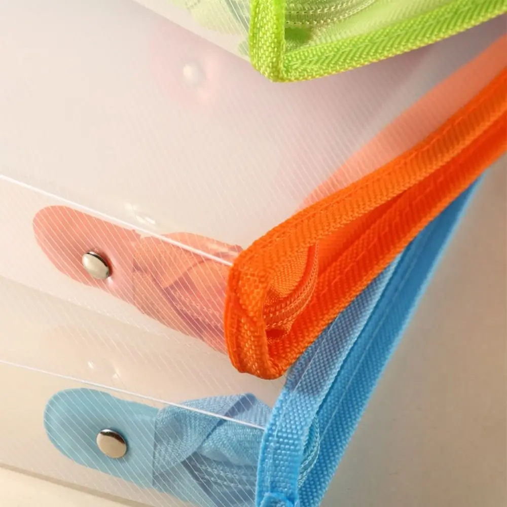 Multifunctional Transparent Zipper Pouch Solid Color PP File Folder Bag Large Capacity Portable Document Organizer Pouch