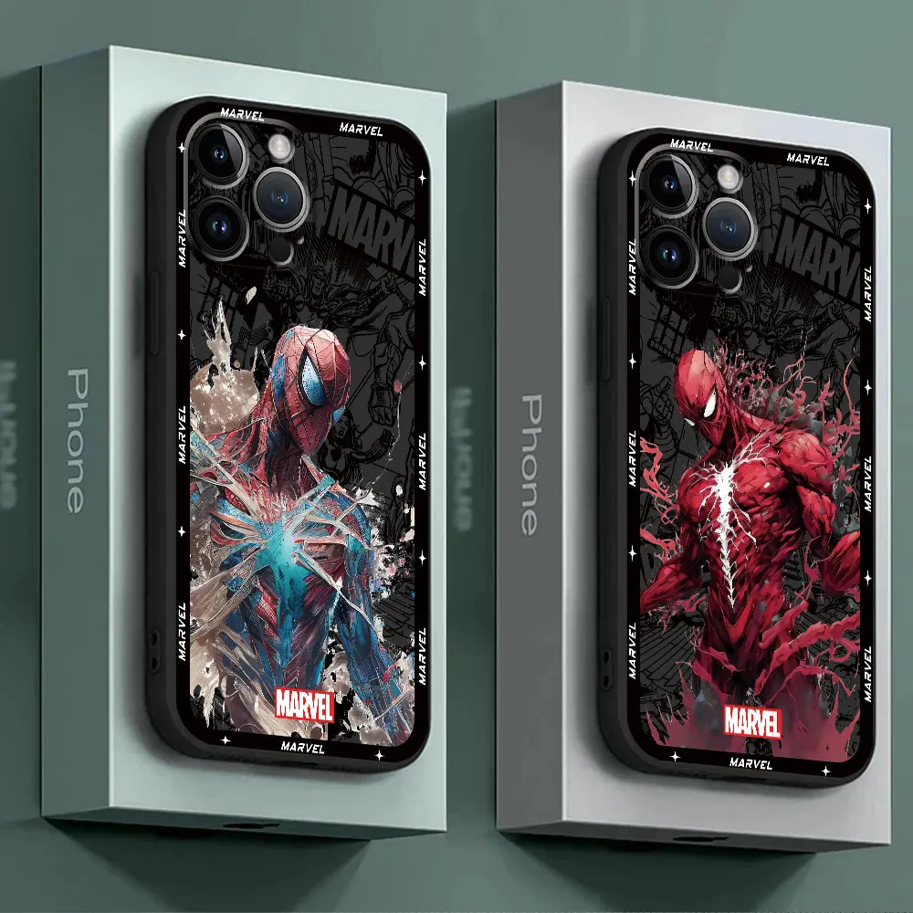 Marvel Retro Spiderman Ironman Phone Case for Apple iPhone 15 16 Pro XS Max 13 14 Plus XR SE 7 8 12 11 Pro plus Matte