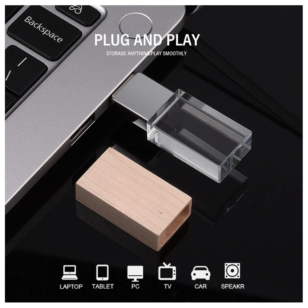 JASTER Wooden USB Flash Drive 64GB High Speed Pen Drive 32GB Crystal Wooden Memory Stick 16GB Pendrive Wedding Gifts 8GB U Disk view 6