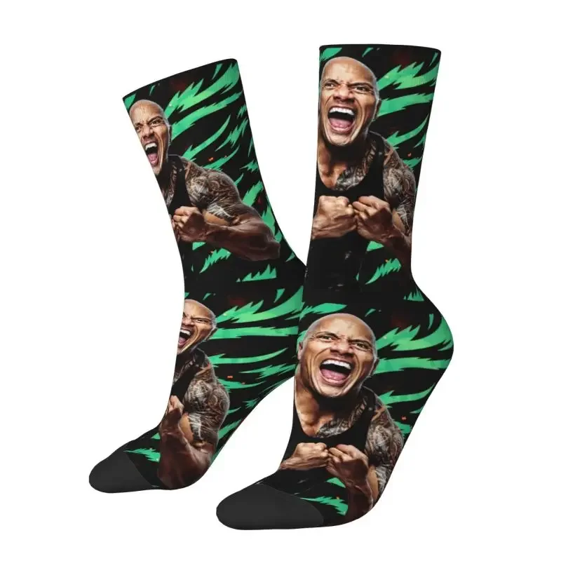 Harajuku The Rock Face Dwayne Socks Men Male Women Warm Breathable 3D Printed American Actor Johnson Sports Football Socks