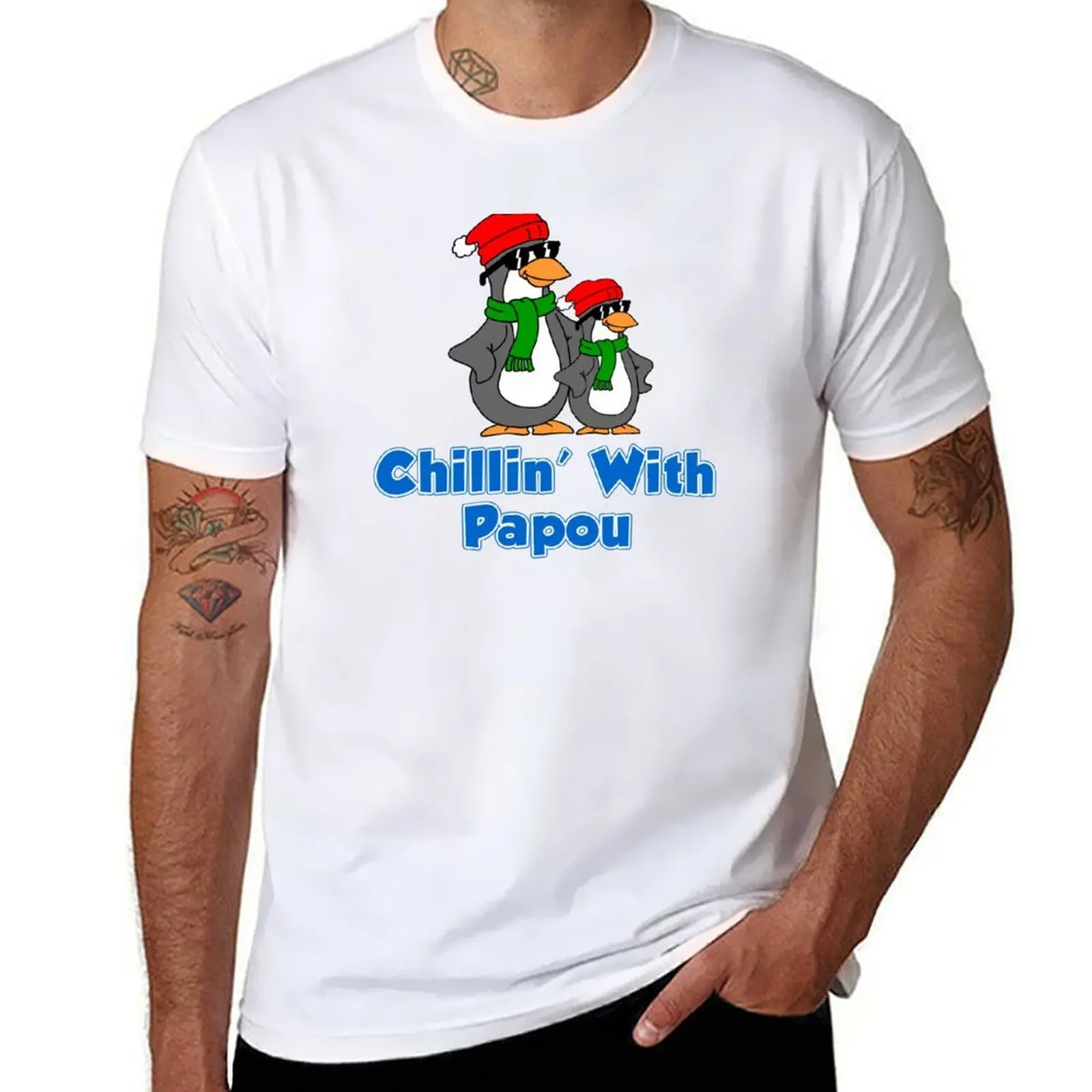 

Chillin' With Papou Penguin Cartoons Greek T-Shirt mens graphic t shirts man t shirts for men T-Shirt