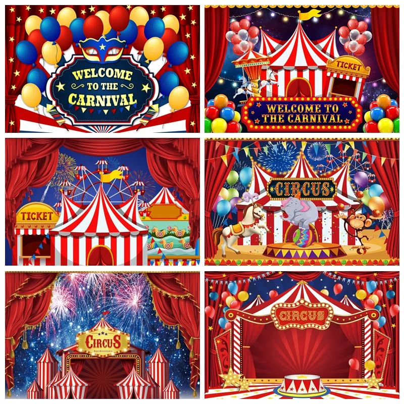 

Circus Photography Backdrop Red Tents Night Stars Carnival Photo Background Baby Kids Child Birthday Party Decor Studio Props