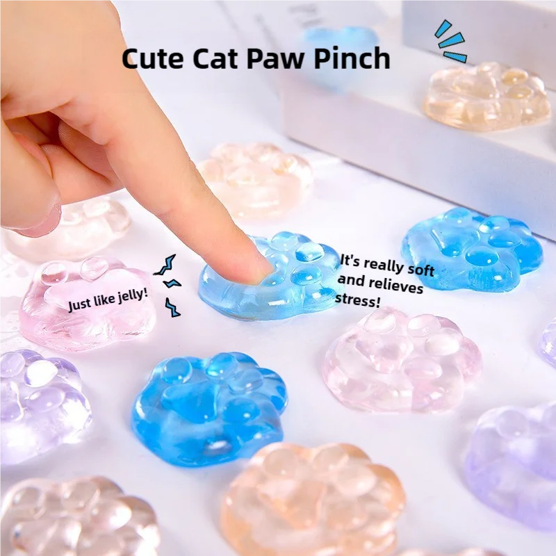 5Pcs Stress Relieving Toys Kawaii New Cartoon Cat Paw Pinching Toy Cute Children's Stress Relieving Toy Gift