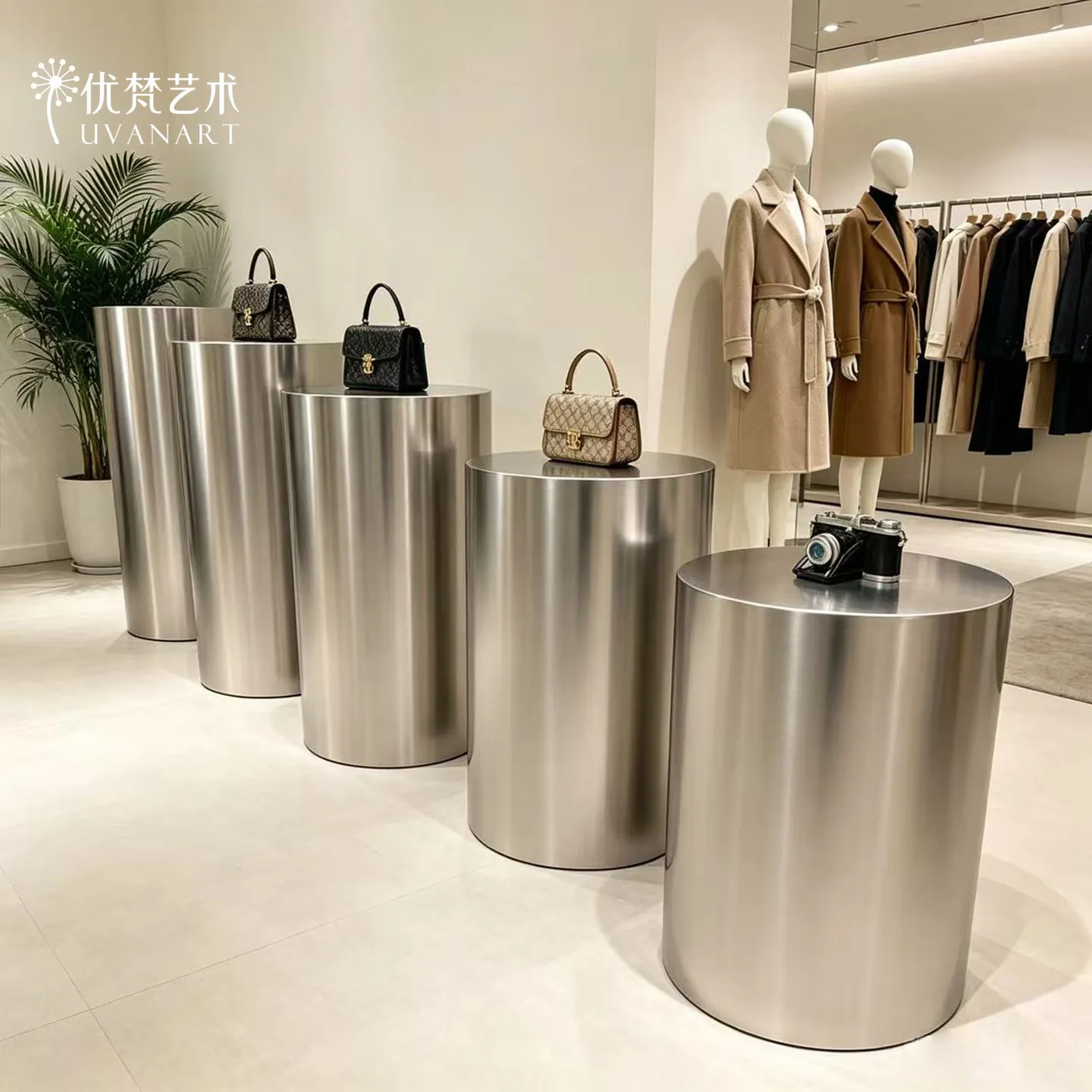 Round stainless steel base heightening live stream platform decoration table clothing store window platform