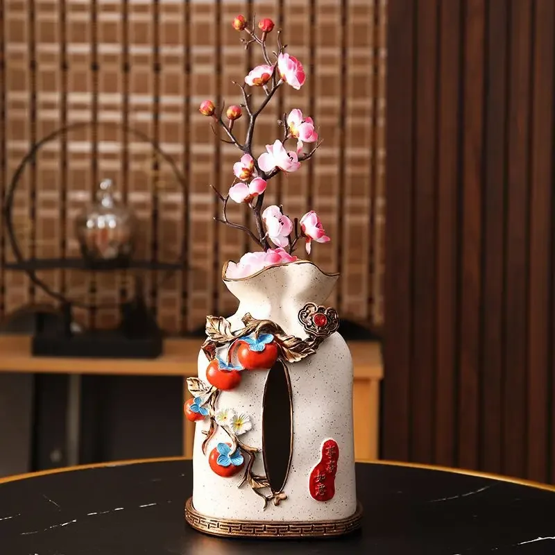 

New Chinese persimmon tissue box, living room coffee table storage paper box, meal carton