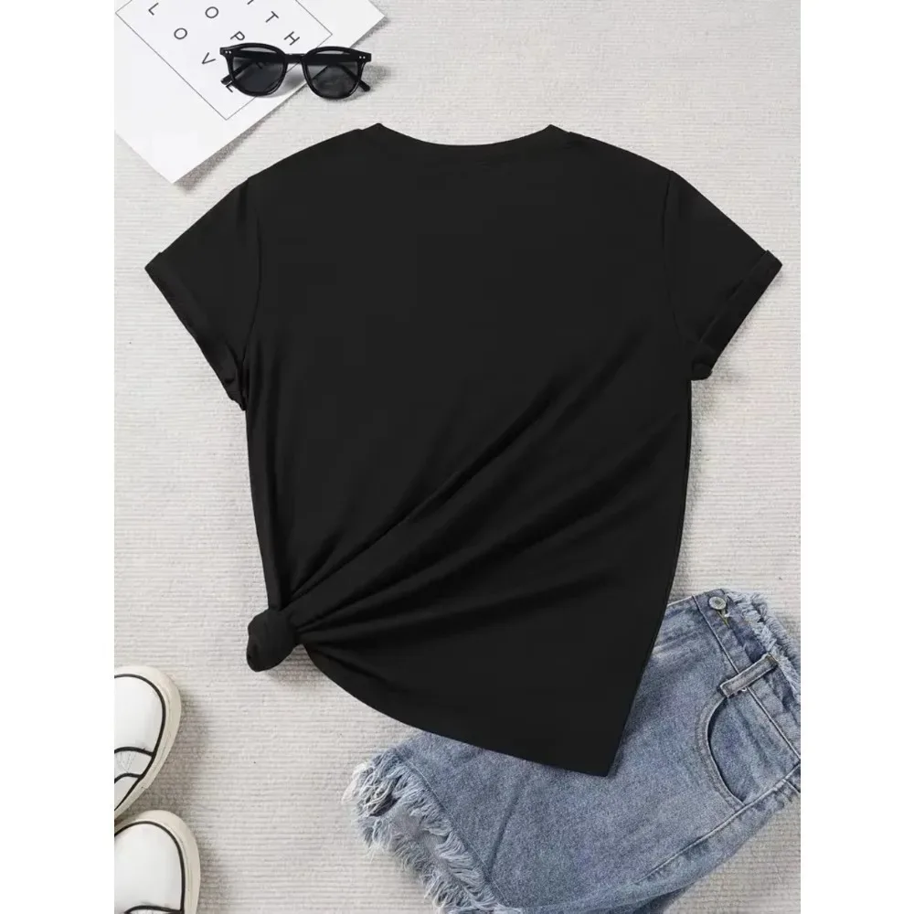 Walhai-Baumwoll-T-Shirt für Herren und Damen, T-Shirt mit Ozean-Motiv, Hammerhai-Rückendruck, kurzärmelig, lockeres, ästhetisches Sommer-Top – Detail 4