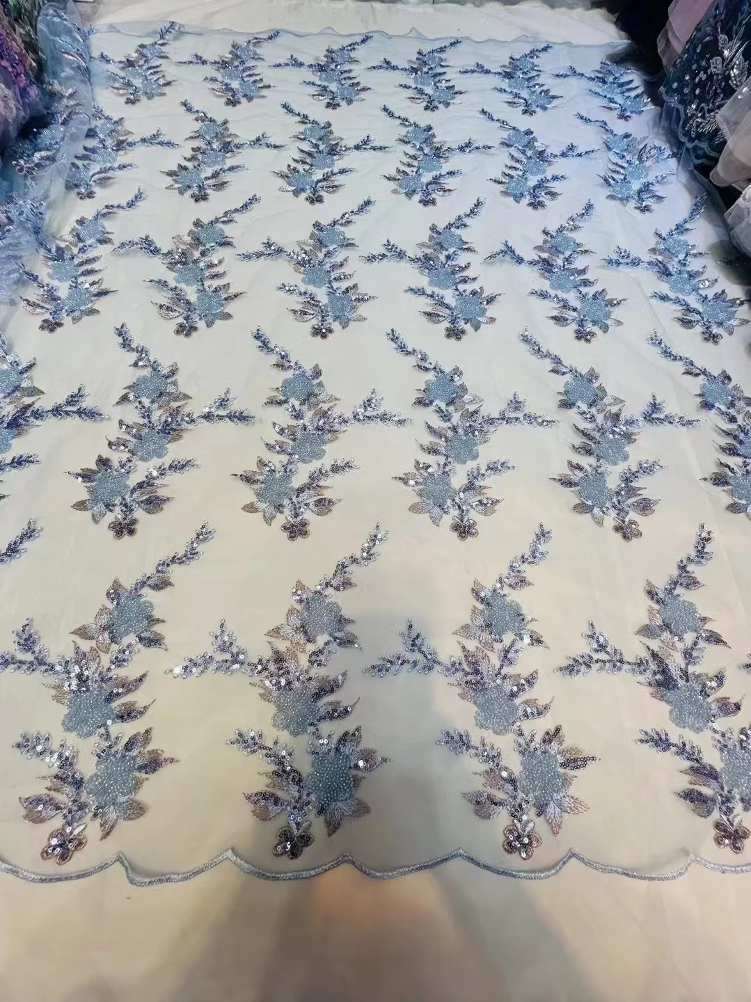 Nueva tela de lentejuelas de tubo de cuentas de malla bordada de encaje de Nigeria, telas de encaje para vestido de moda africana, ropa de rendimiento