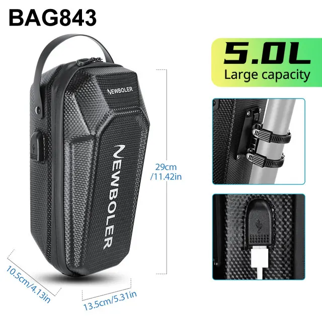 NEWBOLER 3L/5L Elektrische Roller Tasche Zubehör Elektrische Fahrzeug Tasche Mit USB Port Wasserdichte Roller Front Tasche Fahrrad Tasche