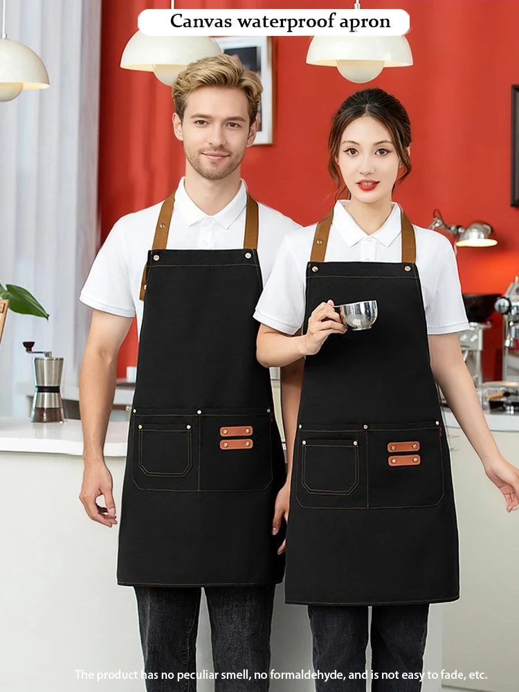

Premium Waterproof Canvas Neck Apron - Adjustable Oil-Resistant Design with Full Protection for Hot Pot Restaurant Kitchen Staff