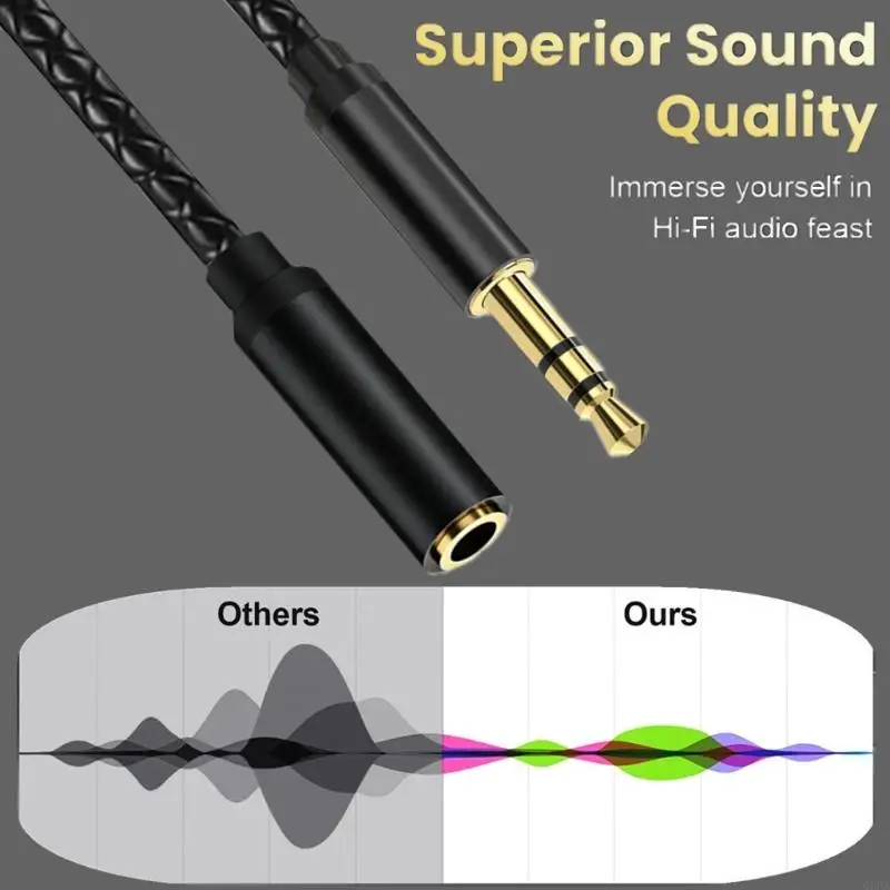Q6PA 3.5 mm Auditory Extension Cable Male to Female Cord, with Gold-Tone Ends Speaker Cord for Daily Home Port Extension