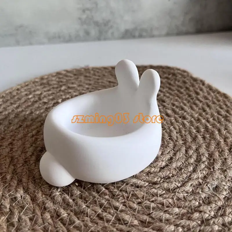 H9EC Easters Bunnies Cup Silicone Mold Rabbit Eggs Storage Storage Bow