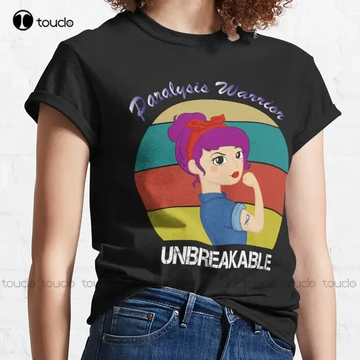 

Небьющаяся женская футболка Paralysis Warrior с винтажным/подарочным подарком по воспитанию парализу, классическая футболка, футболки на заказ, хлопковая футболка