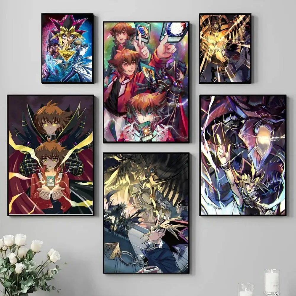 Game Y-Yu Gi Oh Anime Poster Self-adhesive Art Waterproof Paper Sticker Coffee House Bar Room Wall Decor