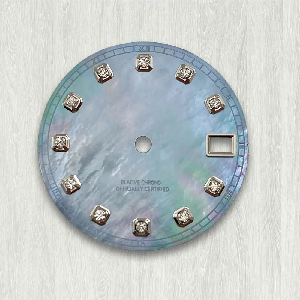 28.5mm S Logo Diamond Shell Dial Fit NH35/NH36/4R/7S Japan Movement High Quality Watch Modification Accessories