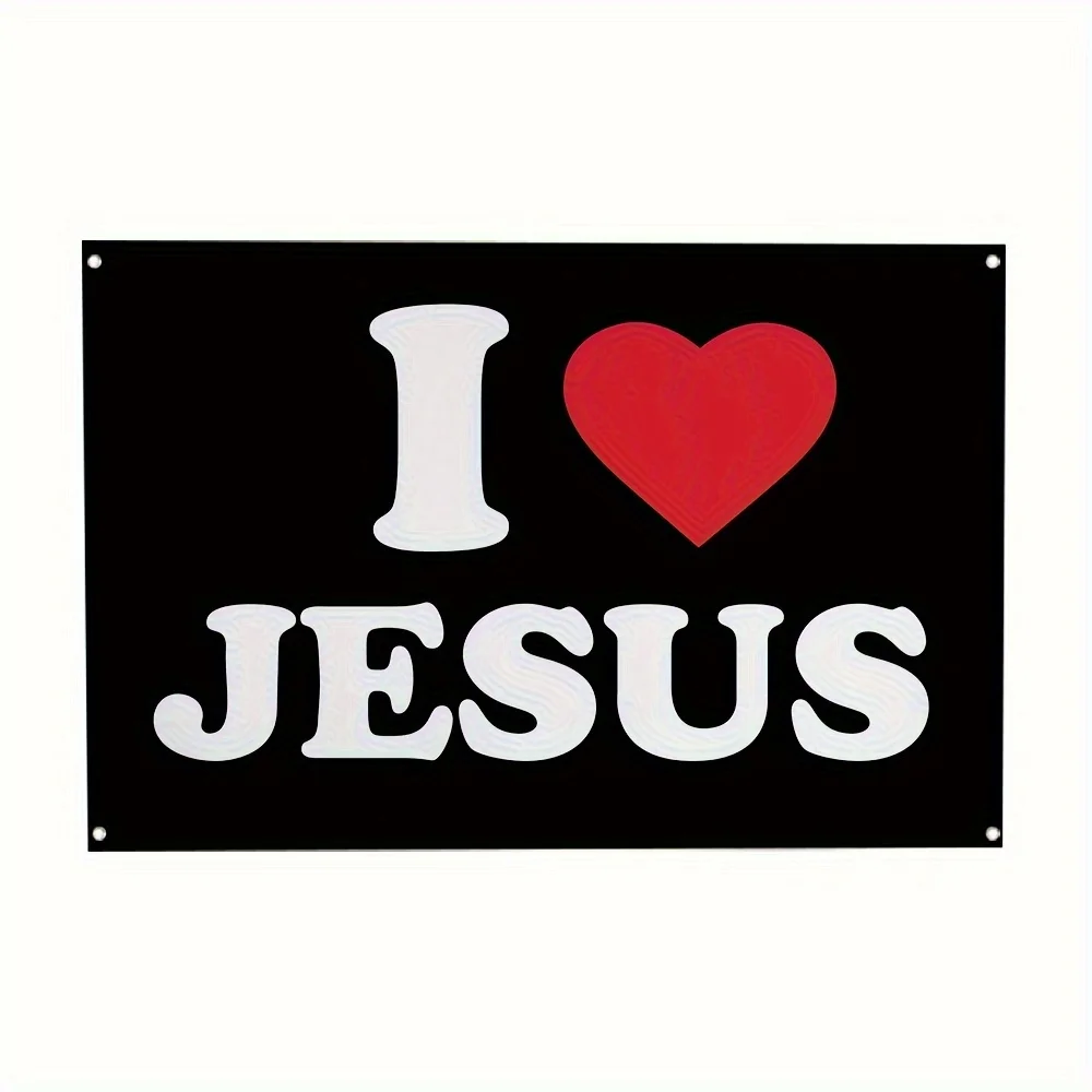 I Love Jesus Flag Tapestry - Christian Wall Banner, Durable  Decor for University Dorm & Man Cave