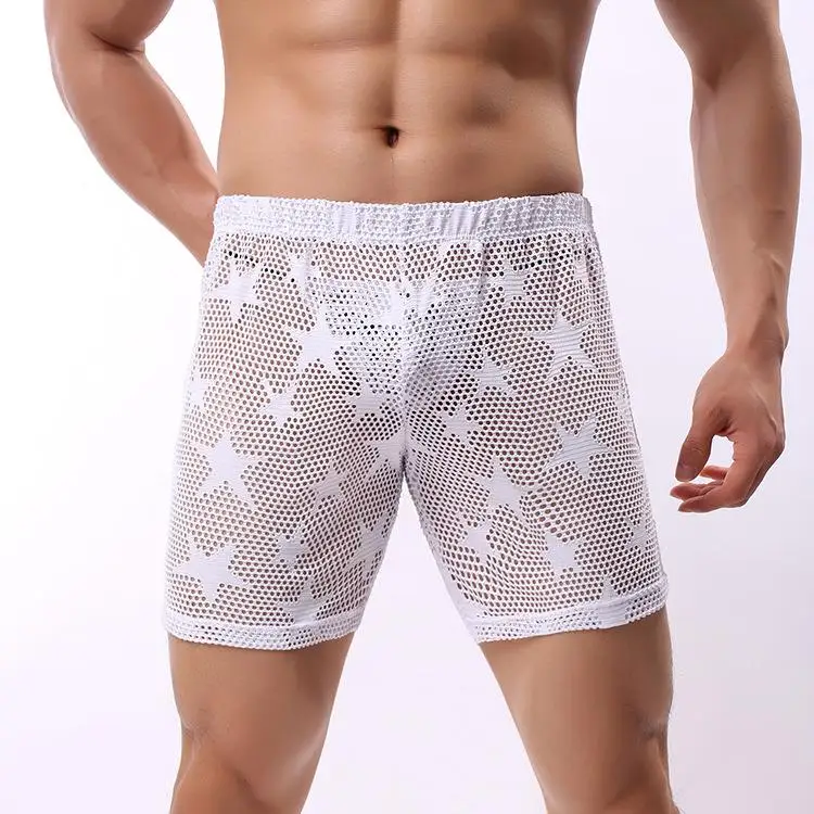 

Men's Mid-Length Breathable Mesh Perforated Comfortable Underwear Youth Flat Angle Pants Other Seasons Non-Seamless Design