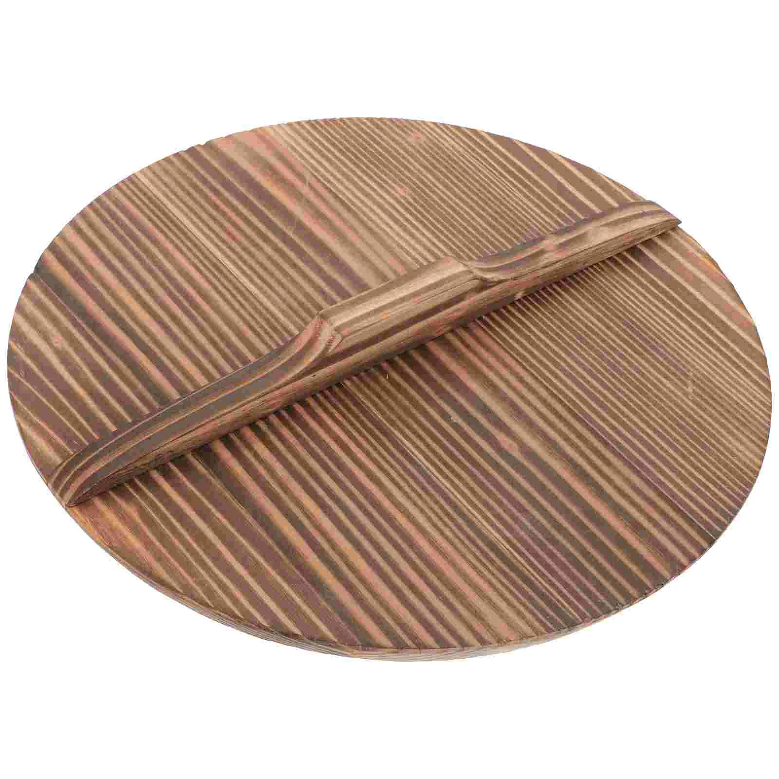 

Hand Casserole Lid Wok Wooden Home Kitchenware Storage Bucket Stick Household Pot Cover Work Of