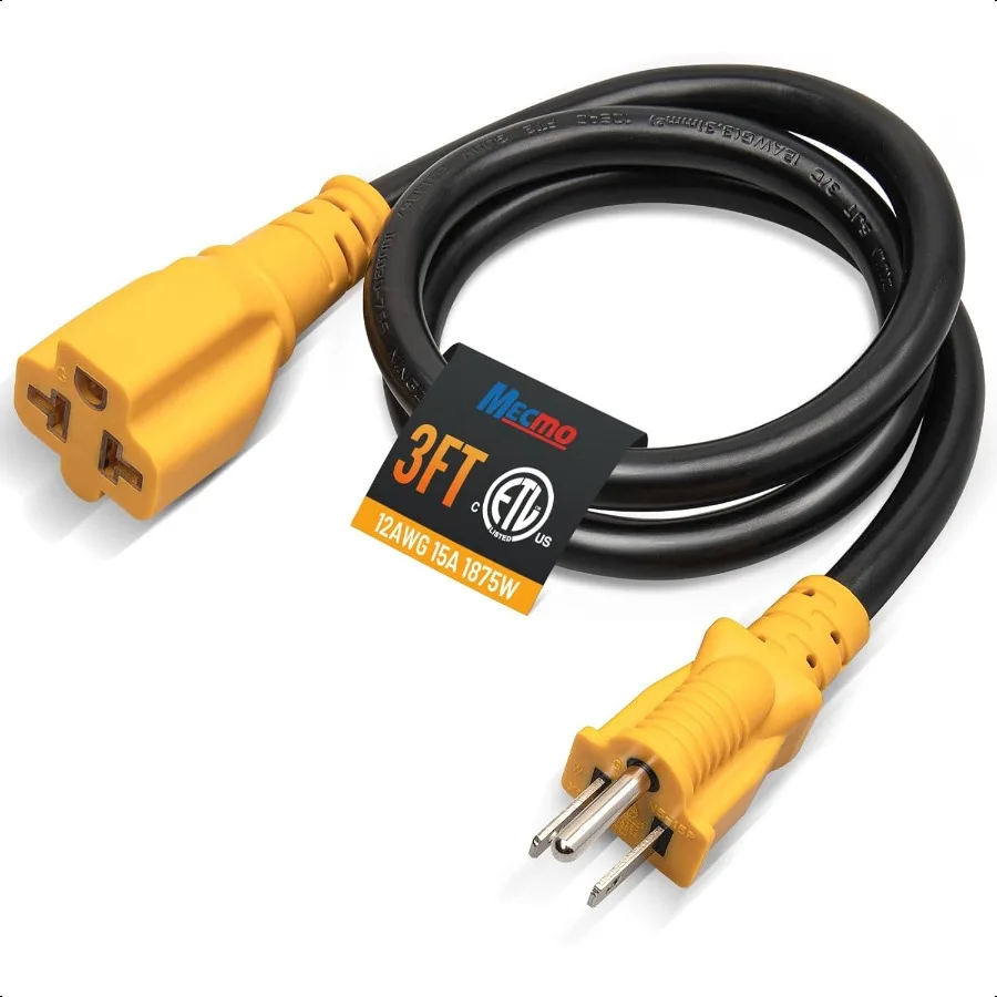 

Кабель-адаптер переменного тока длиной 3 фута, 15 А, до 20 А, 12AWG [4 дюйма 1] NEMA 515P to 515R 520R 615R 620R T Blade Adapter 15A 125V