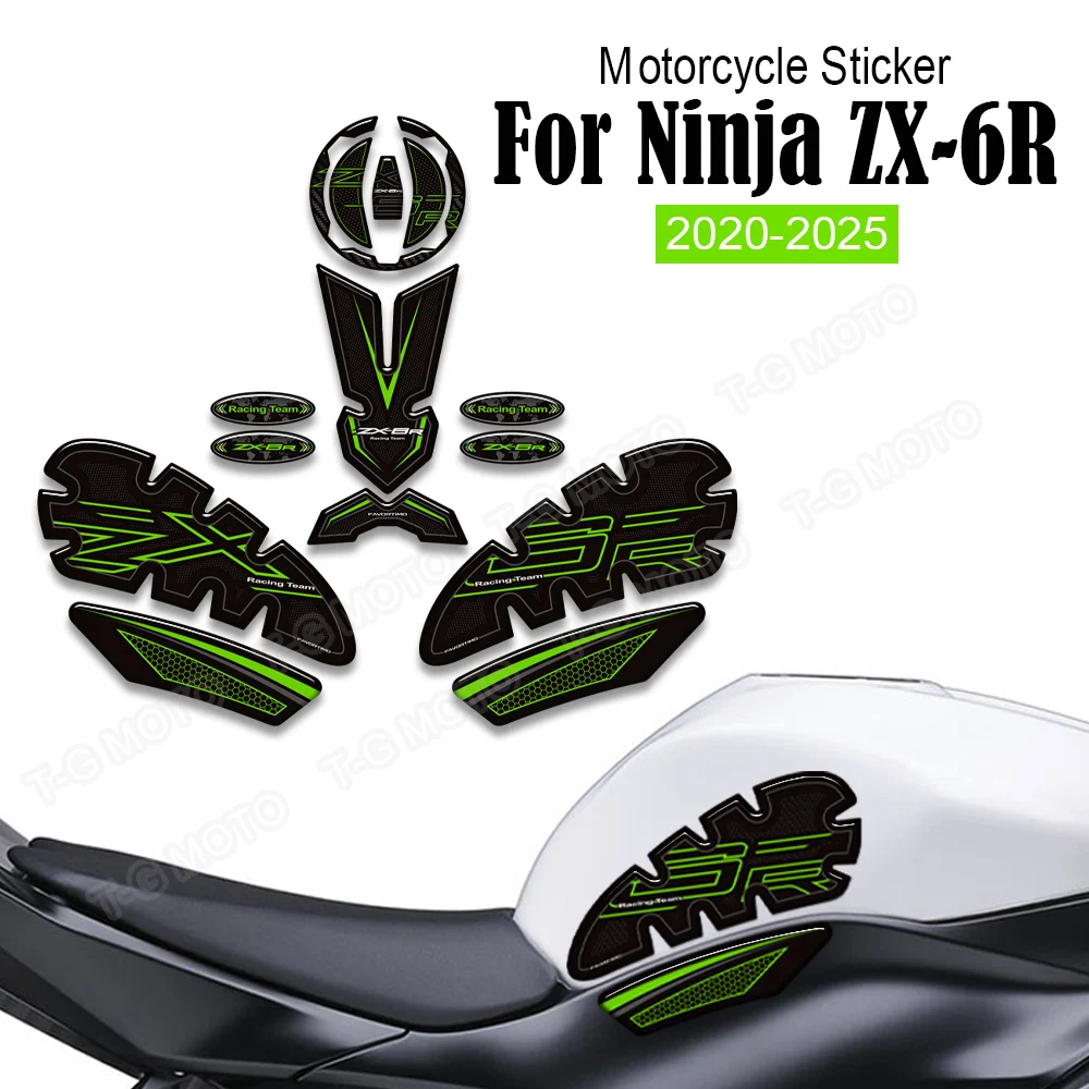 

﻿ For kawasaki Ninja ZX-6R ZX 6R ZX6R Motorcycle Tank Pad Grips Side Gas Fuel Oil Kit Knee Stickers Decal 2020-2025