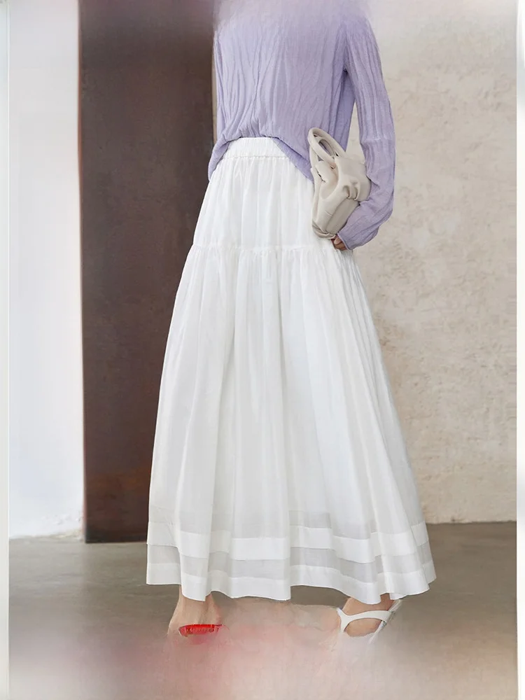 

High Waist A-Line Midi Skirt Women's Spring Autumn Loose Umbrella Skirt Carple Design Casual Breathable Stand Fit Lenzing ...