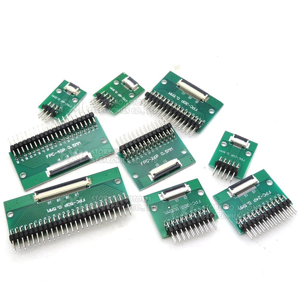 FPC FFC Adapter Board 0.5mm 1.0mm To 2.54mm Connector Straight Needle And Curved Pin 6 8 10 12 20 24 26 30 34 40 50 60 80 Pin